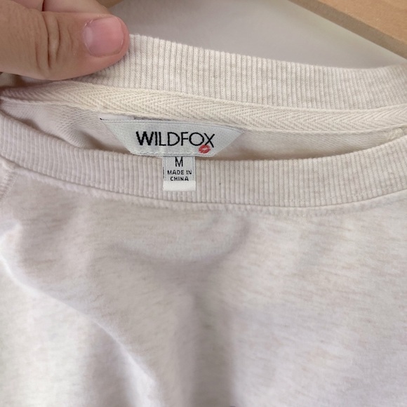 Wildfox Leopard Print Lips Graphic Cream Oversized Crewneck Pullover Sweatshirt - Picture 3 of 10